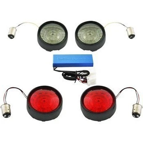 Custom Dynamics Black Complete Front Rear Turn Signal Conversion Kit 02-11 Dyna