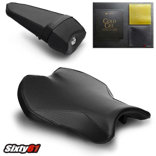 Yamaha R6 Seat Cover with Gel 2017-2024 2025 Luimoto Front Rear Black Carbon