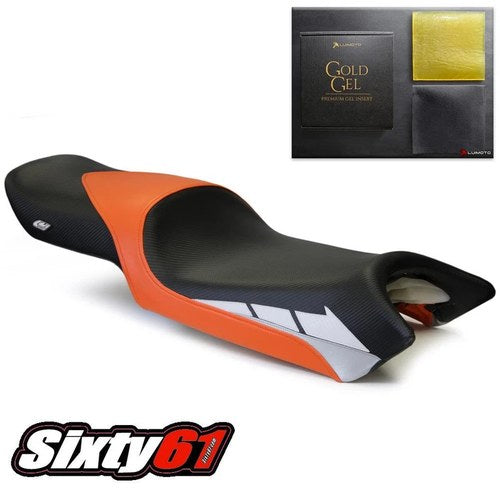 Yamaha FZ6 Seat Cover with Gel 2004-2011 Luimoto Front Black Orange Carbon Fiber
