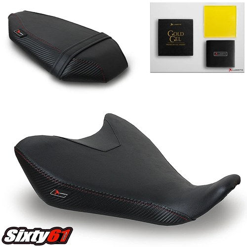 Yamaha FZ07 MT07 Seat Covers with Gel 2014-2017 Luimoto Black Red Stitch MT FZ