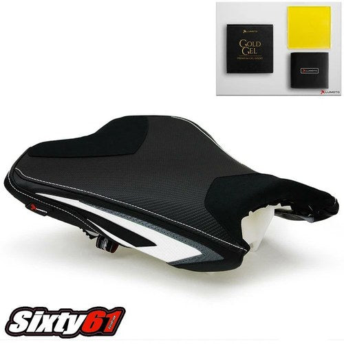 Kawasaki ZX6R Seat Cover with Gel 2013-2016 2017 2018 Luimoto Front Suede White