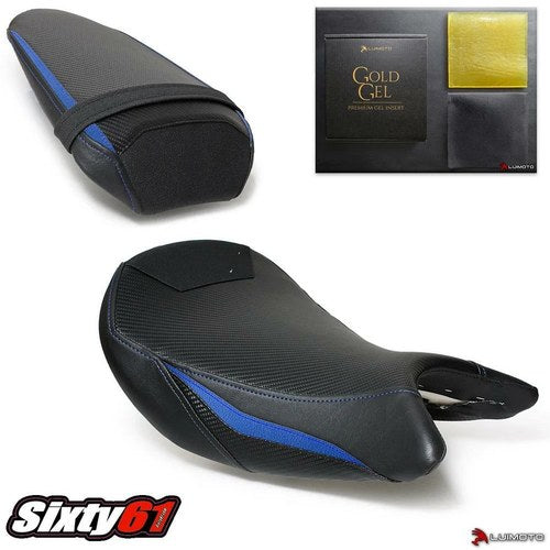 Suzuki Gsxs 1000 Seat Covers with Gel 2015-2020 Luimoto Front Rear Blue Carbon