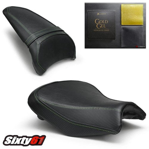 Kawasaki Ninja 650 Z650 Seat Covers with Gel 2017-2019 Luimoto Green Stitch