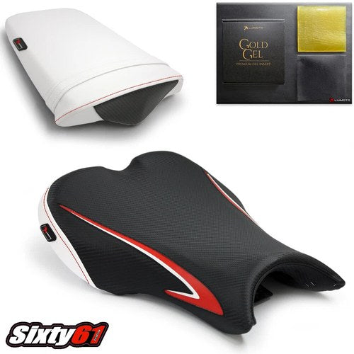 Triumph Daytona 675 Seat Covers with Gel 2006-2012 Luimoto Black Red White Sport