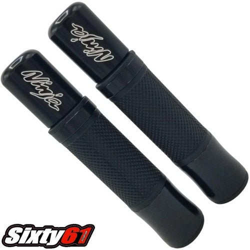 ZX6R ZX9R ZX10R ZX12R H2 H2R Grips Comfort Black Engraved Ninja Bar End Kawasaki