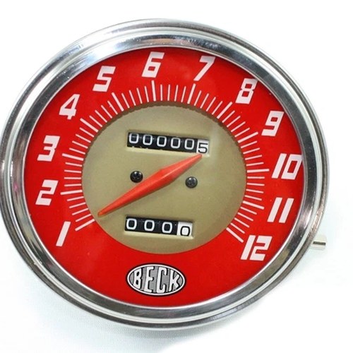 Red / Gold Face White Number 2240:60 Ratio Speedometer Harley Shovelhead Evo