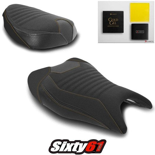 Suzuki Hayabusa Seat Covers and Gel 2021-2025 Luimoto Blck Orange Tec-Grip Suede