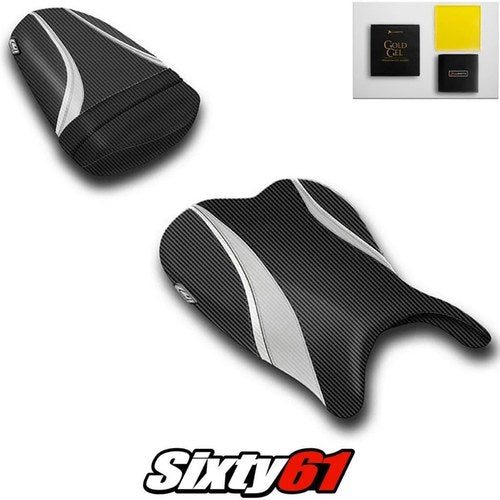 Suzuki Gsxr 600 750 Seat Covers with Gel 2006 2007 Silver Black Luimoto Carbon