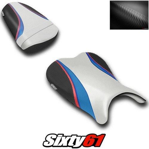 Suzuki Gsxr 600 750 Seat Cover 2006 2007 Front Rear White Blue Luimoto Carbon