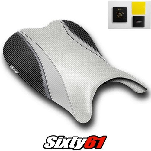 Suzuki Gsxr 600 750 Seat Cover with Gel 2006 2007 White Luimoto Carbon Fiber