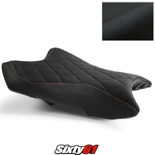 Kawasaki ZX6R Seat Cover 2019-2024 2025 2026 Black Orange Luimoto Tec-Grip Suede