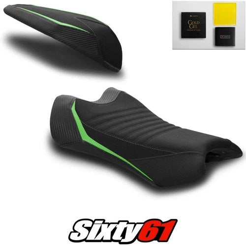Kawasaki ZX10R Seat Covers with Gel 2021-2026 Race Black Luimoto Tec-Grip Suede