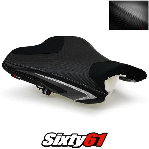 Kawasaki ZX6R Seat Cover 2013-2017 2018 Front Black Silver Luimoto Carbon Suede