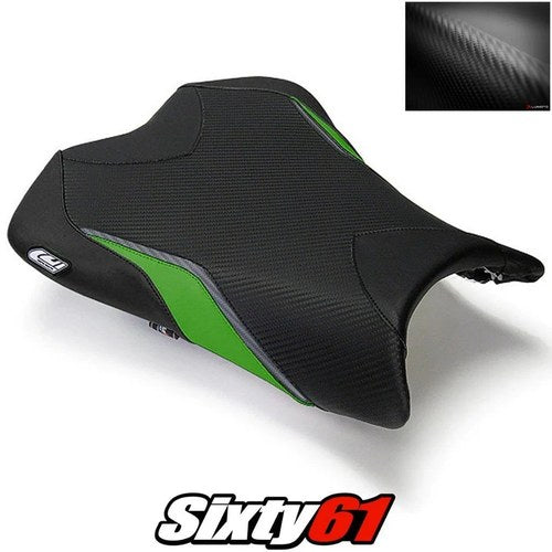 Kawasaki ZX6R Seat Cover 2009 2010 2011 2012 Front Black Green Luimoto Carbon