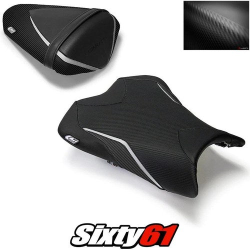 Kawasaki ZX6R Seat Cover 2009-2011 2012 Front Rear Black Silver Luimoto Carbon