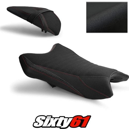 Kawasaki ZX6R Seat Cover 2019-2026 Front Rear Black Red Luimoto Tec-Grip Suede