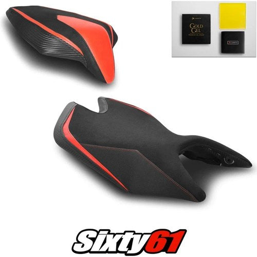 Aprilia Tuono RS 660 Seat Covers and Gel 2021-2026 Red Luimoto Tec-Grip Suede