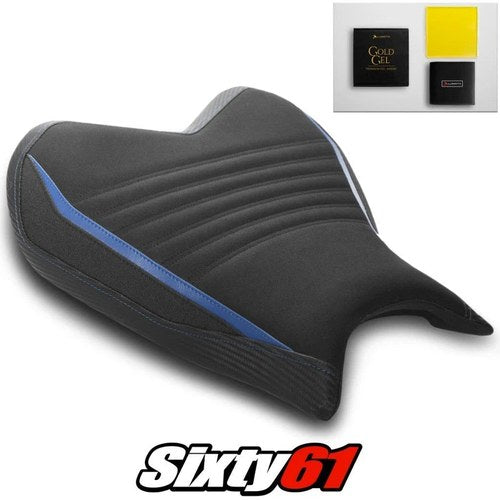 Yamaha R7 Seat Cover 2021-2025 Front and Gel Black Blue Luimoto Tec-Grip Suede