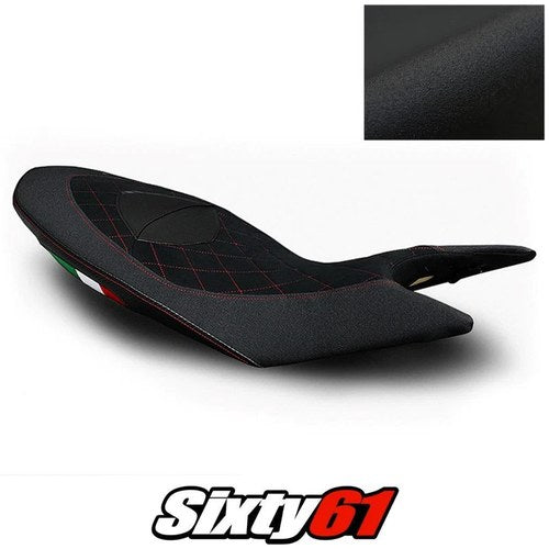 Ducati Hypermotard Seat Cover 2013-2018 Black Red Luimoto Tec-Grip Suede Carbon