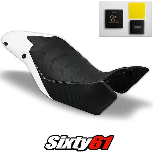 Triumph Speed Triple Seat Cover and Gel 2011-2015 White Black Luimoto Carbon