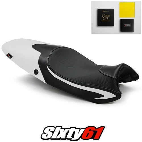 Triumph Speed Triple Seat Cover and Gel 2008-2010 Black White Luimoto Carbon