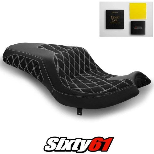 Indian Challenger Seat Cover and Gel 2020-2023 Black White Stitch Luimoto Suede
