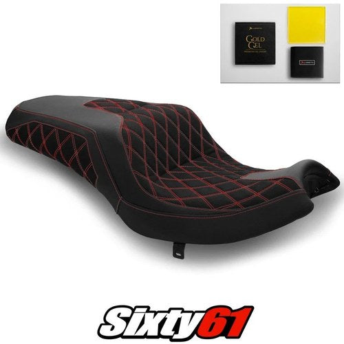Indian Challenger Seat Cover and Gel 2020-2023 Black Red Stitch Luimoto Suede