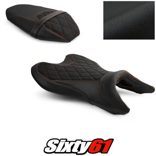Yamaha MT-07 Seat Covers 2018-2022 2023 2024 Black Orange Luimoto Tec-Grip Suede