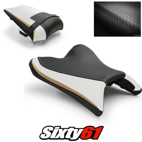Yamaha FZ8 Fazer 8 Seat Covers 2010-2013 2014 2015 2016 White Luimoto Carbon