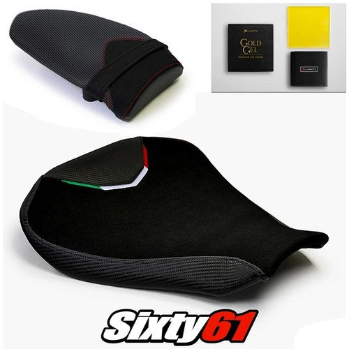 MV Agusta F4 Seat Covers and Gel 2010-2017 2018 2019 2020 Black Luimoto Suede