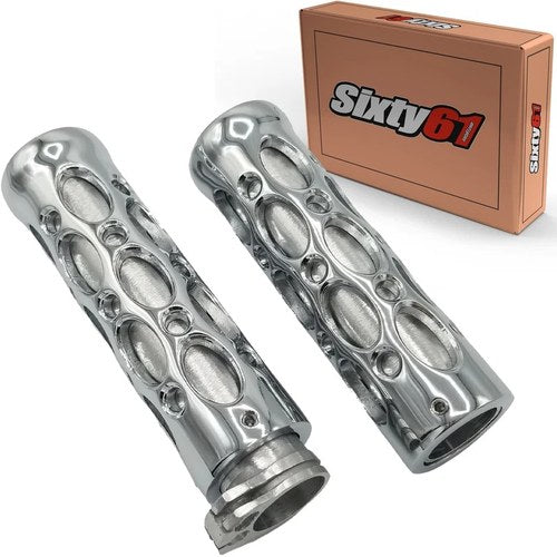 Kawasaki Ninja ZX6R ZX10R ZX14R Motorcycle Chrome Hand Grips Billet Aluminum 7/8