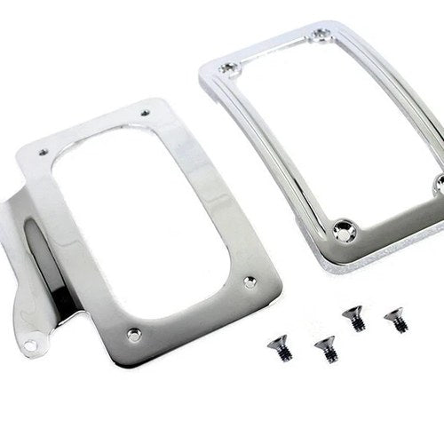 V-Twin 31-0018 Chrome Curved License Plate with Frame for Flhx 06-08