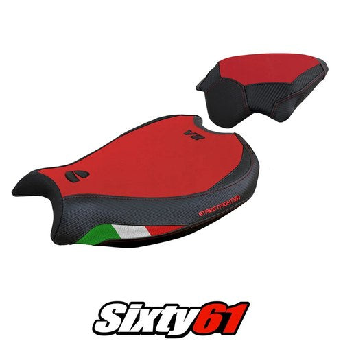 Ducati Streetfighter V2 Seat Cover Tappezzeria 2022-2024 Velvet Comfort Red Blk