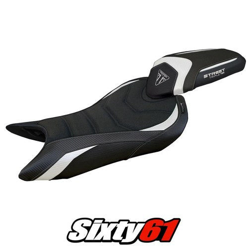 Triumph Street Triple 765 2023-2025 Seat Cover Tappezzeria Ultragrip White Black