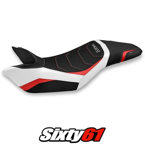 Triumph Speed Triple 2011-2014 2015 Seat Cover Tappezzeria Comfort White Red