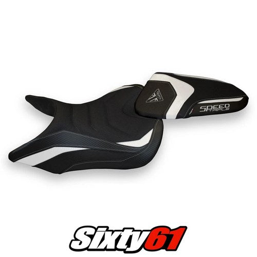 Triumph Speed Triple 2016-2019 2020 2021 Seat Cover Tappezzeria Ultragrip White