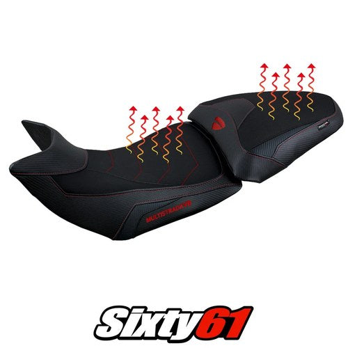 Ducati Multistrada V2 2021-2023 2024 Comfort Heated Seat Cover Tappezzeria Black