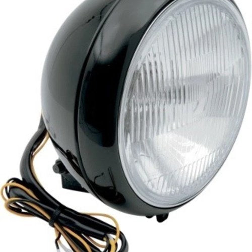 Drag Specialties 2001-0556 Gloss Black 7" Bottom Mount Headlight for Harley
