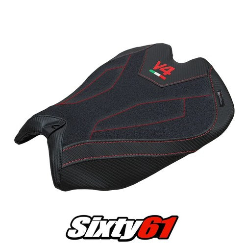 Ducati Panigale V4 2025 2026 Seat Cover Tappezzeria Ultragrip Black V4 Logo