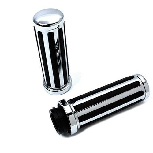 V-Twin 28-0645 Chrome & Rubber Rail Hand Grips for Harley Electronic Tbw