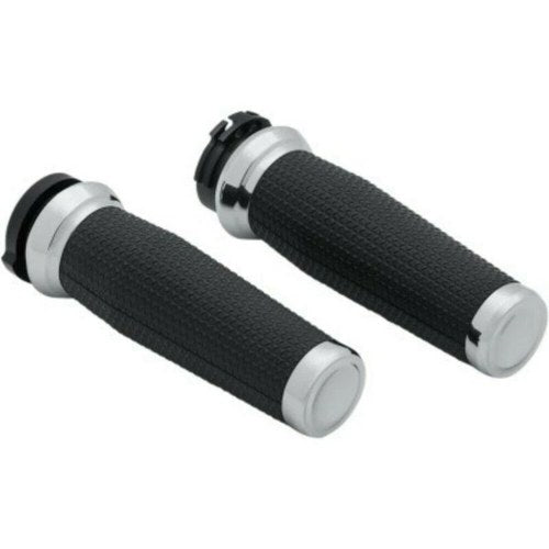 Kuryakyn 5940 Chrome Thresher Hand Grips For Harley 1" Cable Operated Throttle