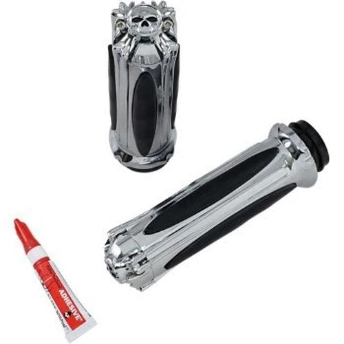 Kuryakyn 6298 Chrome Zombine Skull Hand Grips for Harley Electronic Throttle