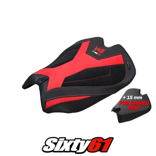 Ducati Panigale V4 2025 2026 Seat Cover Tappezzeria Velvet Red Black Logo V4