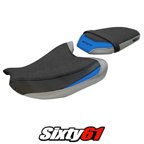 Yamaha MT 07 2025 2026 Seat Cover Tappezzeria Ultragrip Silver Light Blue Black