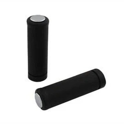 V-Twin 28-0113 Black Stock Style Grip Set with Chrome Plugs