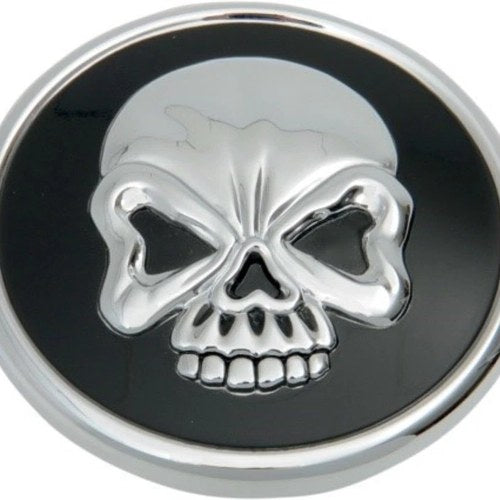 Drag Specialties 0703-0523 Chrome Black Skull Gas Cap - 97-23 Right Hand Vented
