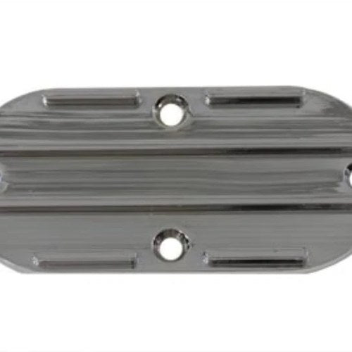 V-Twin 42-0600 Chrome Finned Oval Primary Chain Inspection Cover Plate - 65-06