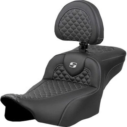 Saddlemen 823-07-209B5 RoadSofa Seat Extended Reach Backrest Silver Stitch
