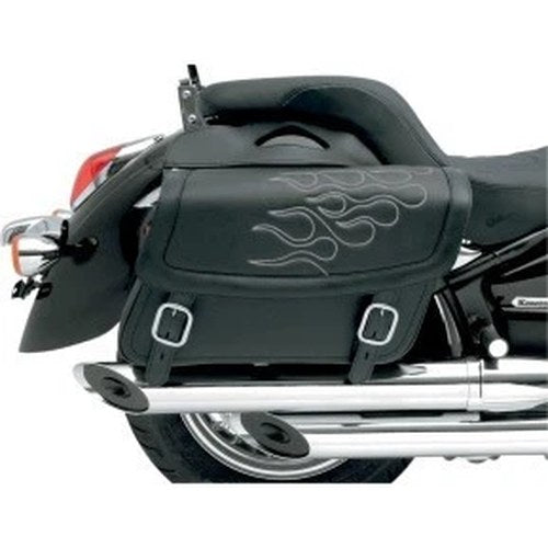 Saddlemen White Flame Highwayman Tattoo Saddlebags for Motorcycles