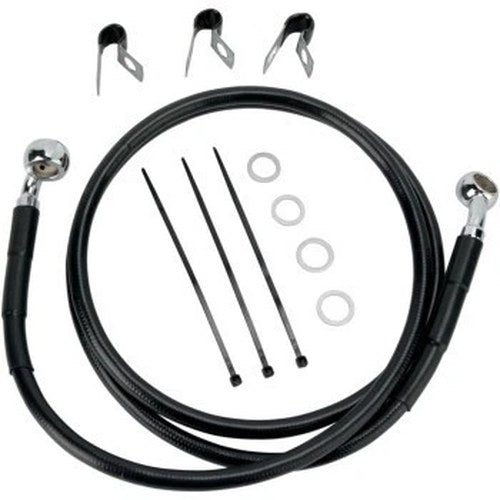 Drag Specialties 1741-2539 Extended +2" Length Black Brake Line Kit - 00-07 Flst